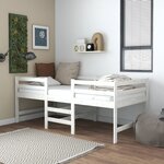 vidaXL Lit mi-haut Blanc Bois massif de pin 90x200 cm