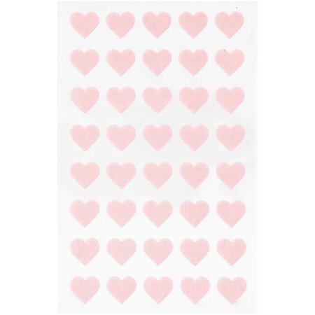 40 Autocollants cœur - rose - effet feutre