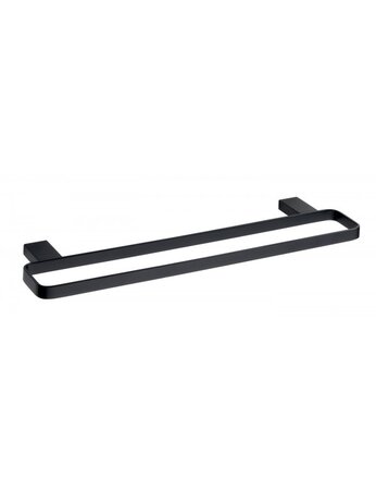 Porte-serviette double en laiton noir NERO 46 cm