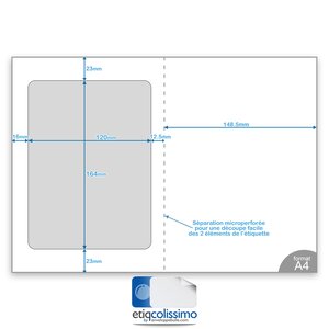 Lot de 100 planches a4 avec étiquette colissimo intégrée 164 x 120 mm