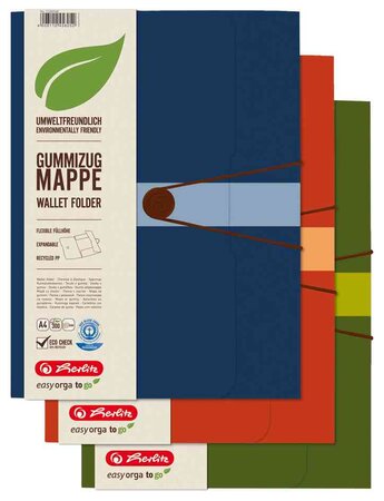 Chemise Easy orga to go Polypro Green A4 avec élastique Bleu foncé HERLITZ