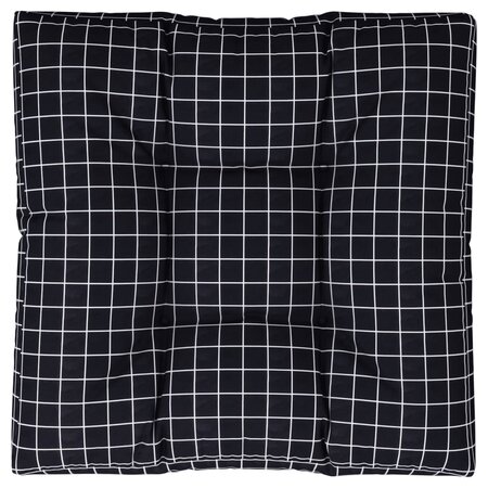 vidaXL Coussin de palette motif à carreaux noir 70x70x12 cm tissu