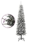 vidaXL Sapin de Noël artificiel mince avec neige floquée 240 cm PVC/PE