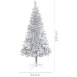 vidaXL Sapin de Noël artificiel avec support argenté 120 cm PET