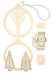 Suspension Scène de Noël en bois motif Renard 10 5 x 11 5 cm