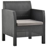 vidaXL Salon de jardin 2 Pièces avec coussin PP Rotin Anthracite