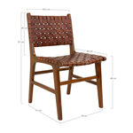 Chaise de salle à manger en cuir synthétique marron avec pieds en teck