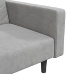 vidaXL Canapé-lit à 2 places avec deux oreillers Gris clair Velours