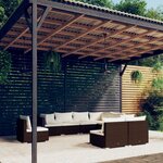 vidaXL Salon de jardin 9 Pièces avec coussins Résine tressée Marron