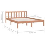 vidaXL Cadre de lit Marron miel Bois pin massif 120x190cm Petit Double