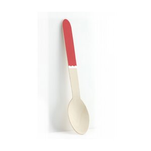 8 Petites Cuilleres en bois rouge vintage