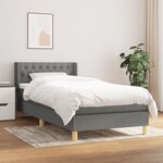 vidaXL Lit à sommier tapissier avec matelas Gris foncé 100x200cm Tissu