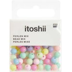 80 Perles rondes 6 mm - pastel arc-en-ciel