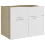 vidaXL Armoire d'évier et lavabo intégré Blanc/chêne sonoma Aggloméré