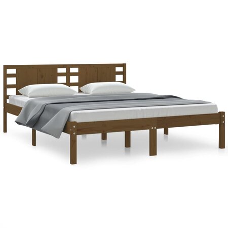 vidaXL Cadre de lit Marron miel Bois de pin massif 160x200 cm