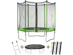 Trampoline "Yoopi" - Ø 2.44 m - Avec filet + échelle + couverture + kit d'ancrage
