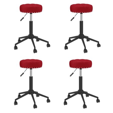 vidaXL Chaises pivotantes à manger lot de 4 rouge bordeaux velours