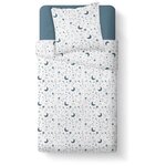 TODAY Parure de lit Enfant Kids First 1.6 - 1 personne - Housse de couette 140 x 200 et 1 taie d'oreiller 63 x 63 cm - Imprimé blanc