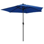 vidaXL Parasol avec LED et mât en aluminium 270 cm Bleu azuré