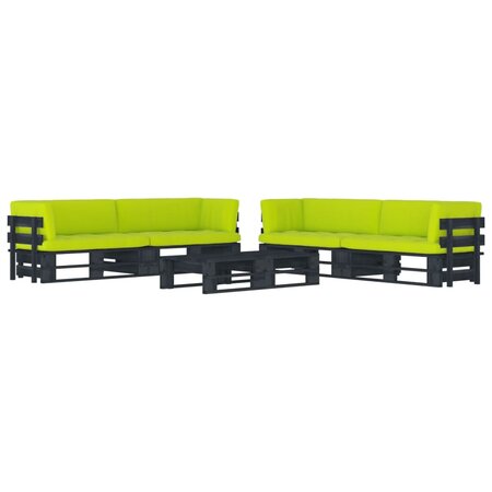 vidaXL Salon de jardin palette 6Pièces avec coussins Pin imprégné de noir