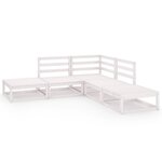 vidaXL Salon de jardin 5 Pièces Blanc Bois de pin massif