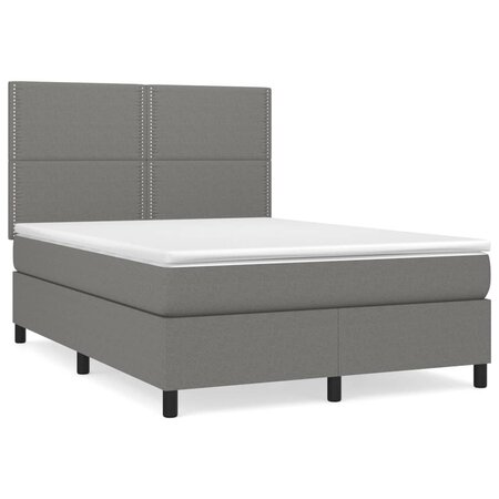 vidaXL Lit à sommier tapissier avec matelas Gris foncé 140x200cm Tissu