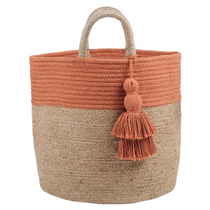 Panier beige et brique en jute et coton maori
