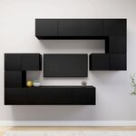 vidaXL Ensemble de meuble TV 8 Pièces Noir Aggloméré