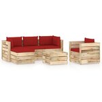 vidaXL Salon de jardin 6 Pièces avec coussins Bois imprégné de vert