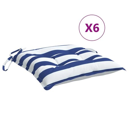 vidaXL Coussins de chaise 6 Pièces rayures bleues et blanches 40x40x7 cm
