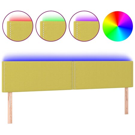 vidaXL Tête de lit à LED Vert 160x5x78/88 cm Tissu