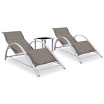 vidaXL Chaises longues 2 Pièces avec table Aluminium Taupe