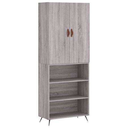 vidaXL Buffet haut Sonoma gris 69 5x34x180 cm Bois d'ingénierie