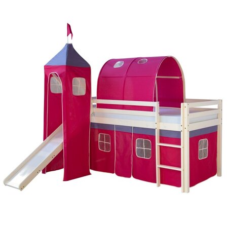 Lit toboggan avec tour - couleur rose