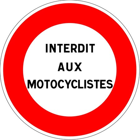 Autocollant vinyl - interdit aux motocyclistes - diamètre de 200 mm uttscheid
