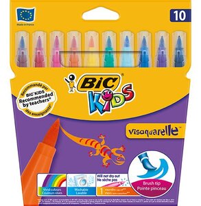 Etui de 10 feutres KIDS VISAQUARELLE Pte Pinceau 10 Couleurs assorties BIC
