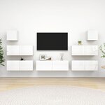 vidaXL Ensemble de meuble TV 7 Pièces Blanc brillant Aggloméré