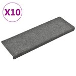 vidaXL Tapis de marches d'escalier 10 Pièces Gris 65x21x4 cm Aiguilleté