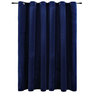 vidaXL Rideau occultant et anneaux Velours Bleu foncé 290x245 cm