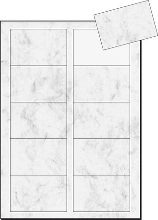 Cartes de visite 3C, 85 x 55 mm, 225 g/m2, marbre gris, 100 sur 10f SIGEL