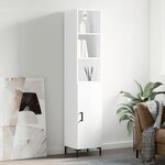 vidaXL Buffet haut Blanc brillant 34 5x34x180 cm Bois d'ingénierie