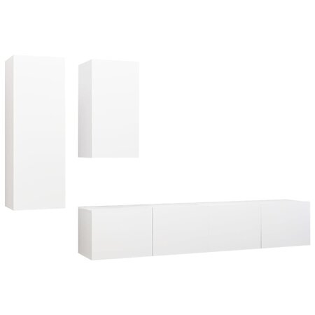 vidaXL Ensemble de meuble TV 4 Pièces Blanc Aggloméré