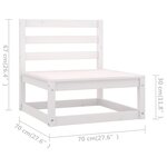 vidaXL Salon de jardin 7 Pièces avec coussins Blanc Bois de pin massif