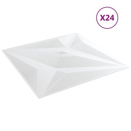 vidaXL Panneaux muraux 24 Pièces blanc 50x50 cm EPS 6 m² étoile
