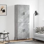 vidaXL Buffet haut Gris béton 69 5x34x180 cm Bois d'ingénierie