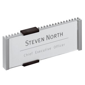 Plaque de porte INFO SIGN, fixation murale, aluminium et acrylique, 149 x 52,5 mm, argent