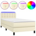 vidaXL Sommier tapissier avec matelas et LED Crème 80x200cm Similicuir