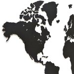 MiMi Innovations Décoration carte du monde murale Bois Noir 90x54 cm