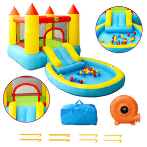 Happy Hop Château gonflable avec toboggan 200x365x190 cm PVC