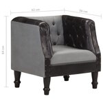 vidaXL Fauteuil Noir Cuir véritable et bois de manguier massif